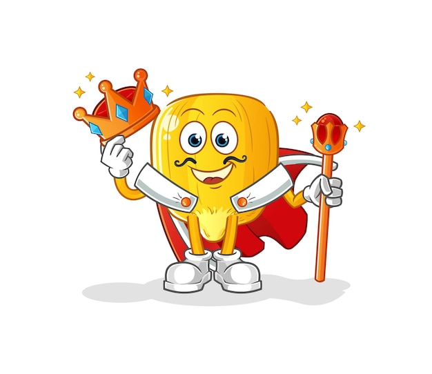 Corn kernel king vector. cartoon character