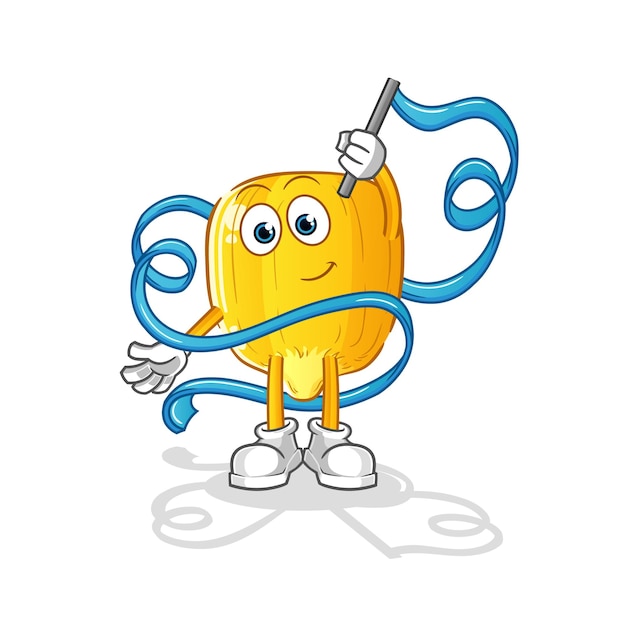 Corn kernel Rhythmic Gymnastics mascot. cartoon vector