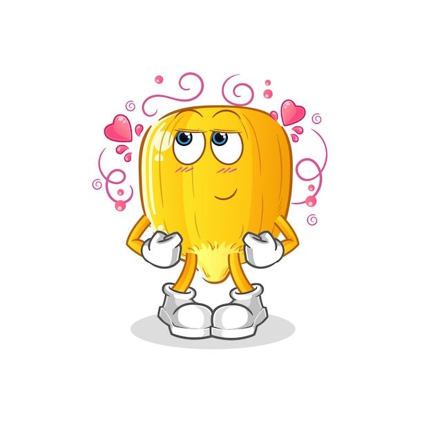 Corn kernel shy vector. cartoon character