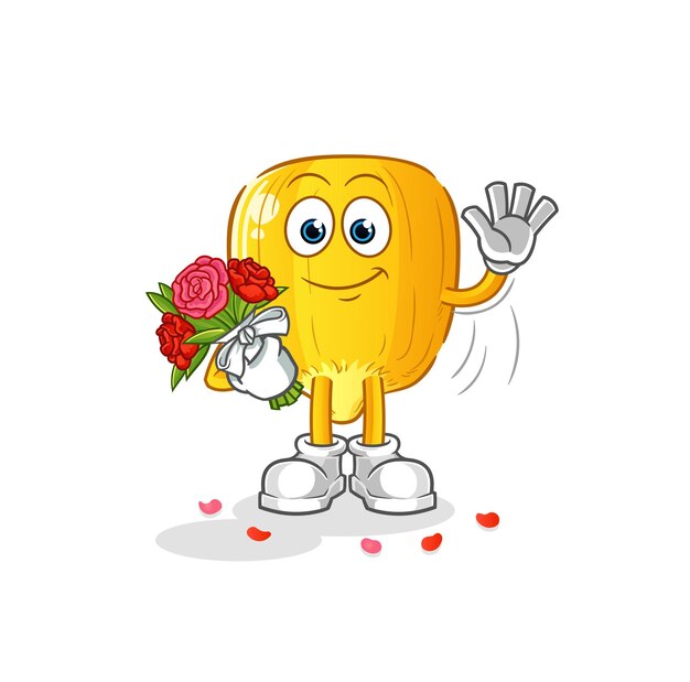 Corn kernel with bouquet mascot. cartoon vector