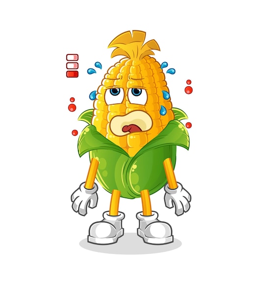 Corn low battery mascot cartoon vector