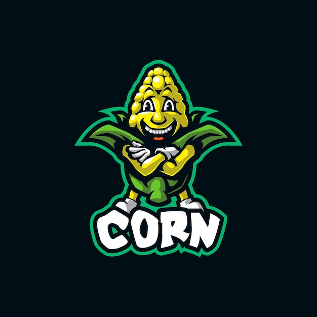 Corn mascot logo design vector with modern illustration concept style for badge emblem and tshirt printing Smart corn illustration for  food logo