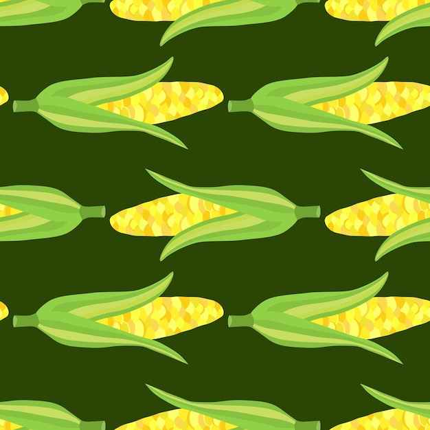 Corn plants seamless pattern Corn cobs endless wallpaper