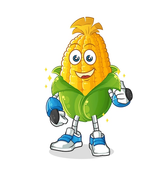 corn robot character. cartoon mascot vector