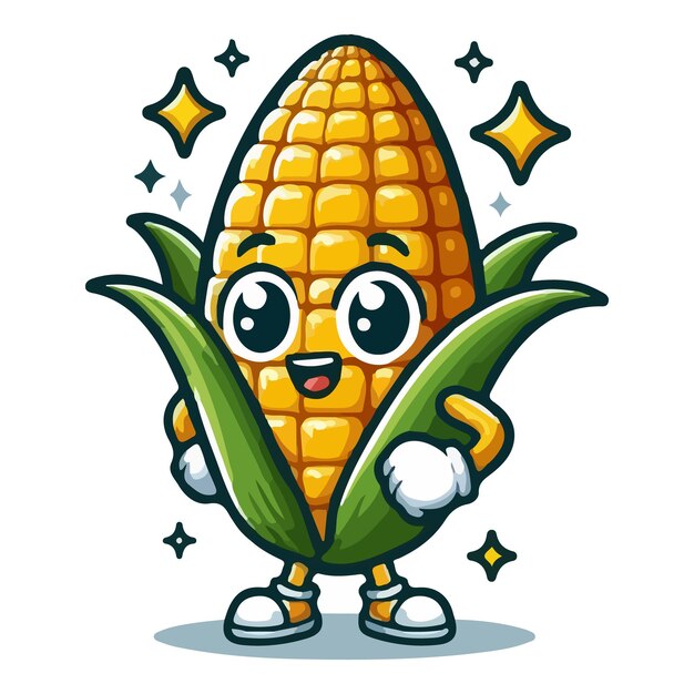 Vector a corn that has a face and a face with a smile on it