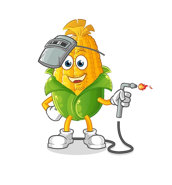 Corn welder mascot cartoon vector