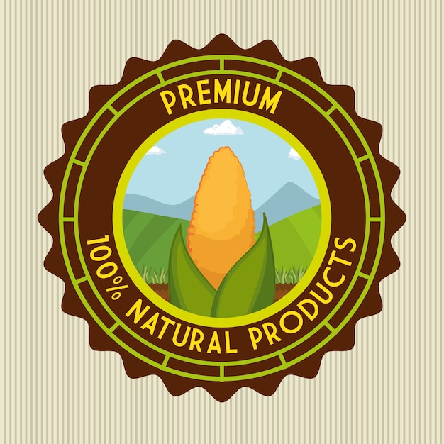 Corn with premium natural products sign