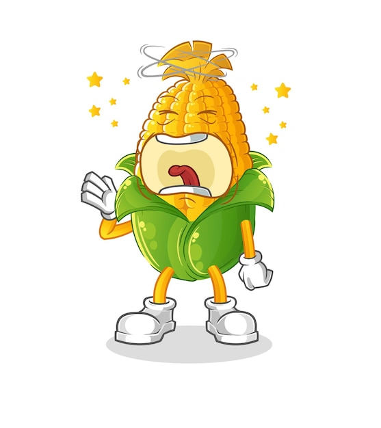 Corn yawn character cartoon mascot vector