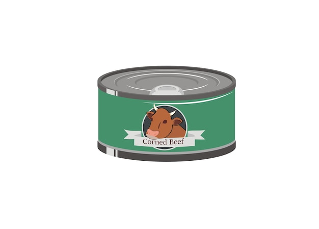 Corned beef can simple flat illustration