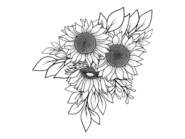 Corner Border Flower Outline Illustration