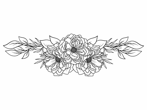 Corner Border Flower Outline Illustration