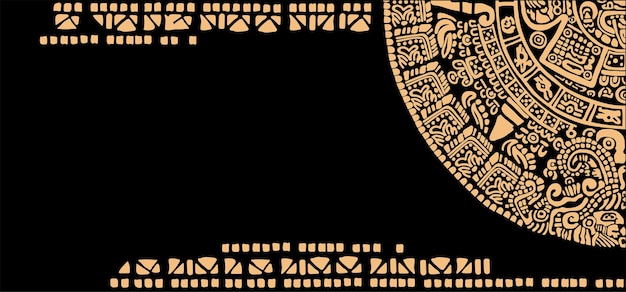 Corner design on the theme of the Mayan calendar for horizontal frame