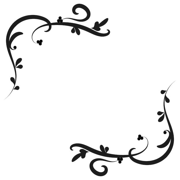 Vettore ornamento floreale d'angolo. motivo floreale ad angolo nero per stencil. disegno dell'elemento. bianco e nero.