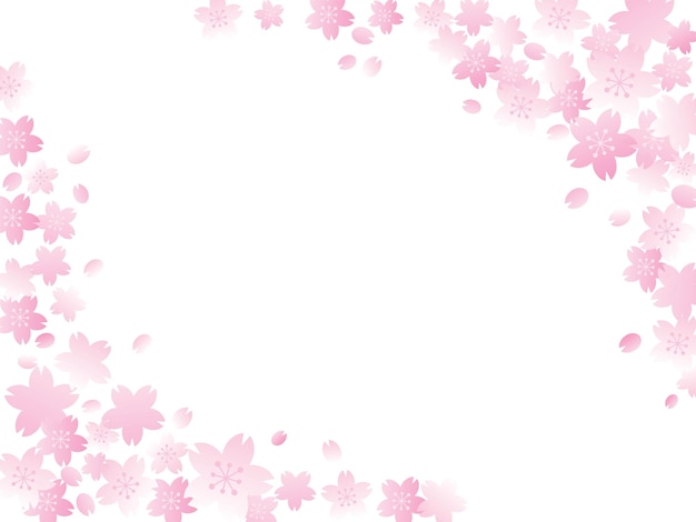 Corner frame illustration of the pink cherry blossoms