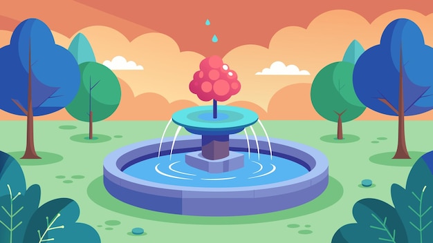 In the corner of the garden a small fountain gently trickles water symbolizing the calming and