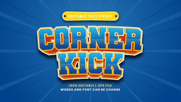 Corner kick editable text effect in modern 3d style