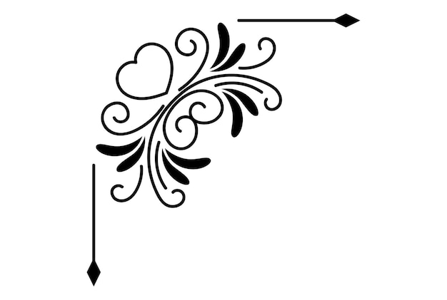 Vector corner ornament wedding ornamental design element flourish vector silhouette art