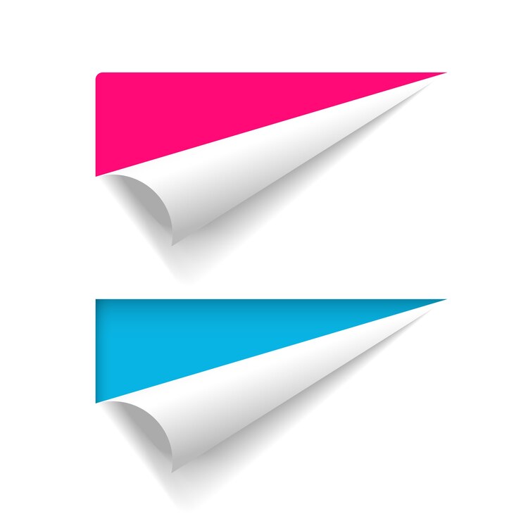 वेक्टर corner peel paper banner, curled fold page sheet, folded sticker twisted up empty blank for copy space text