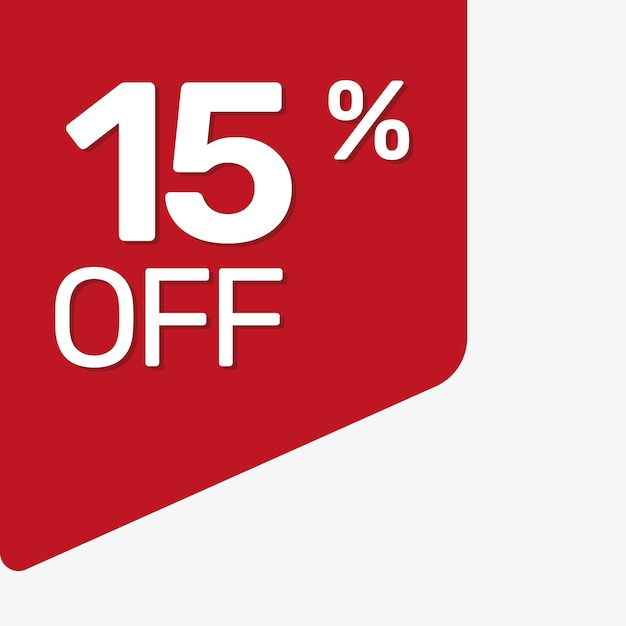 corner red tag 15 percent off flat vector