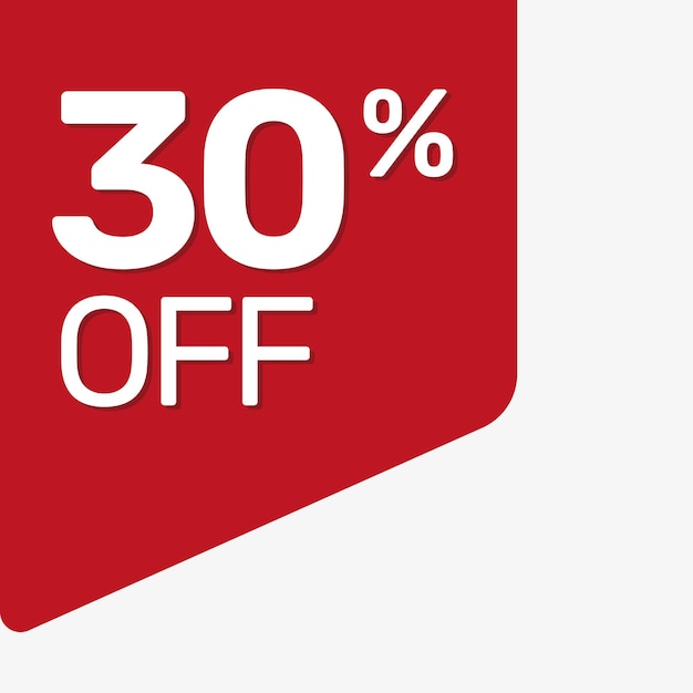 corner red tag 30 percent off flat vector