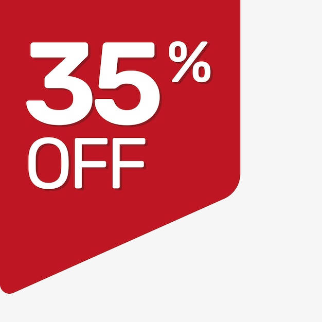 corner red tag 35 percent off flat vector