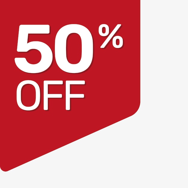 corner red tag 50 percent off flat vector