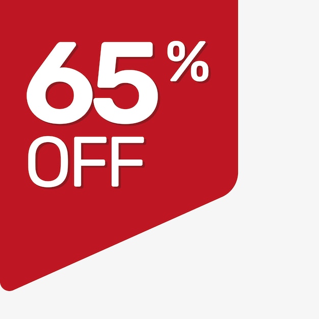 corner red tag 65 percent off flat vector