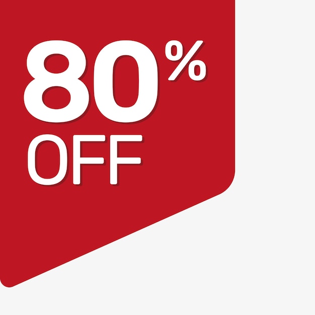 corner red tag 80 percent off flat vector