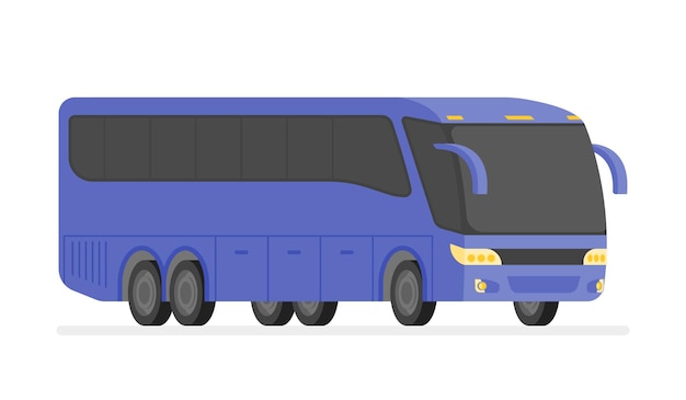 Vector corner view bus on the road vector illustration.