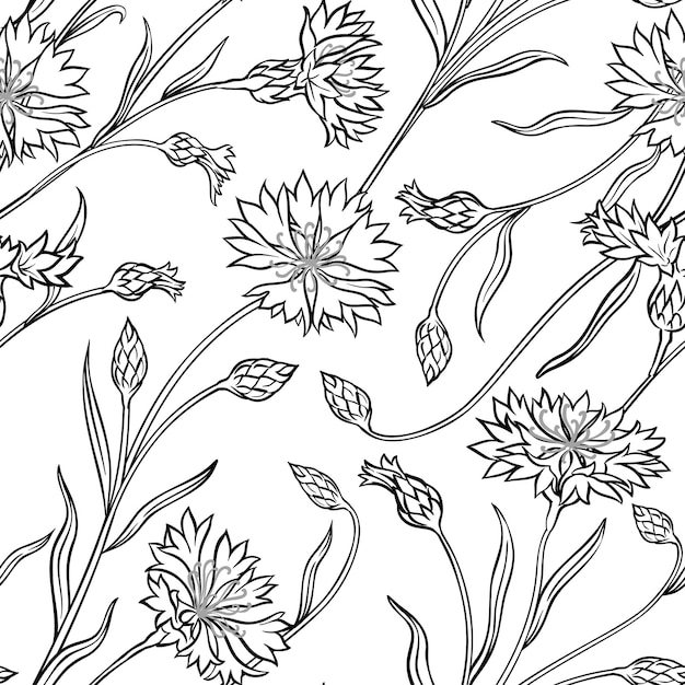 Cornflower seamless pattern