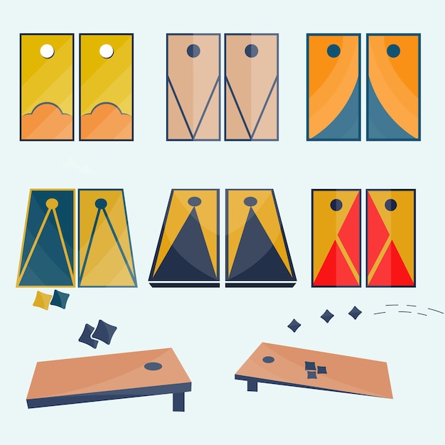 Cornhole Boards Illustratie En Clip Art Kleurrijke Set Met Premium Vector