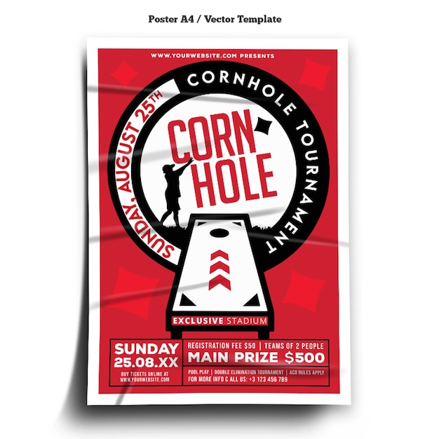 Vector cornhole toernooi gemeenschap poster sjabloon