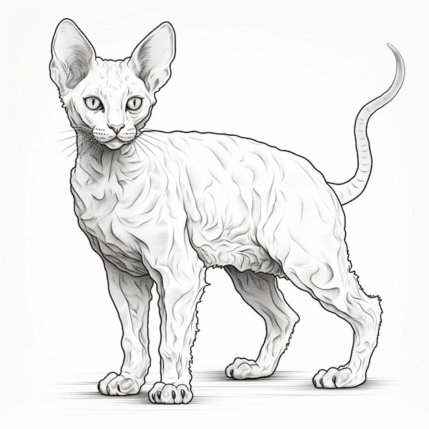 Vector cornish rex kitten cat