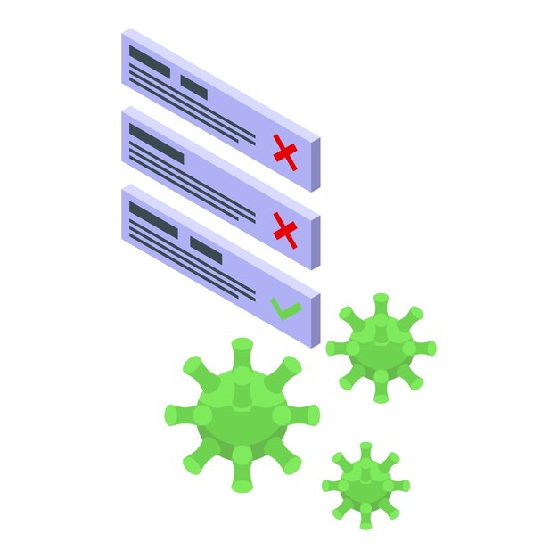 Vector corona test result icon isometric vector positive coronavirus test covid virus result tube