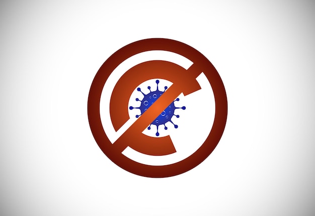 コロナウイルス警告記号記号。 Covid-19、コロナウイルス感染エンブレムフラットベクトルイラスト。