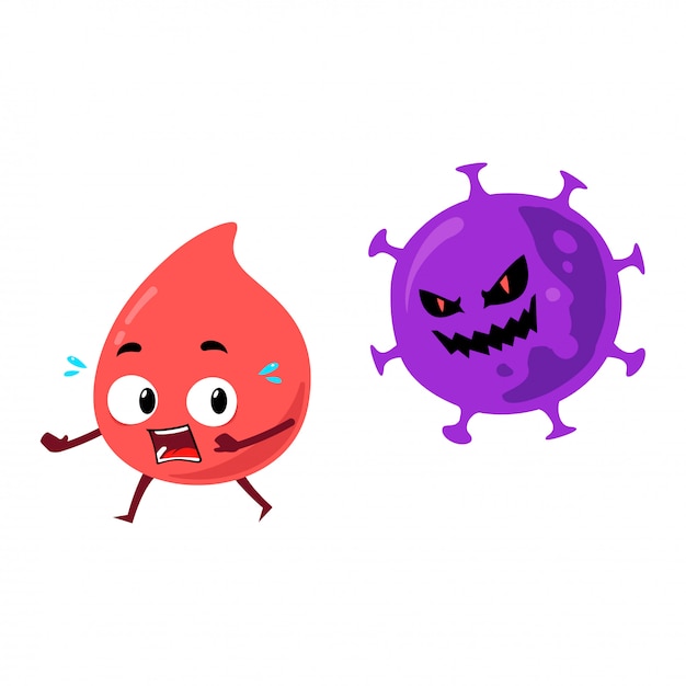 Vector corona virus attacking blood character