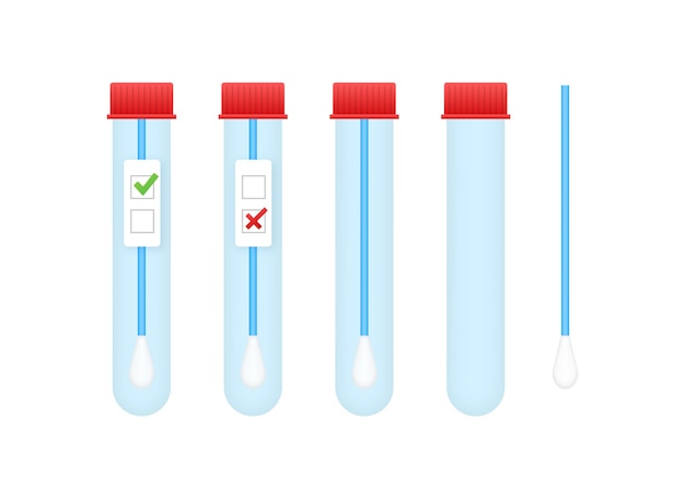 Vector corona virus covid 19 tube test medical laboratory tested positive and negative