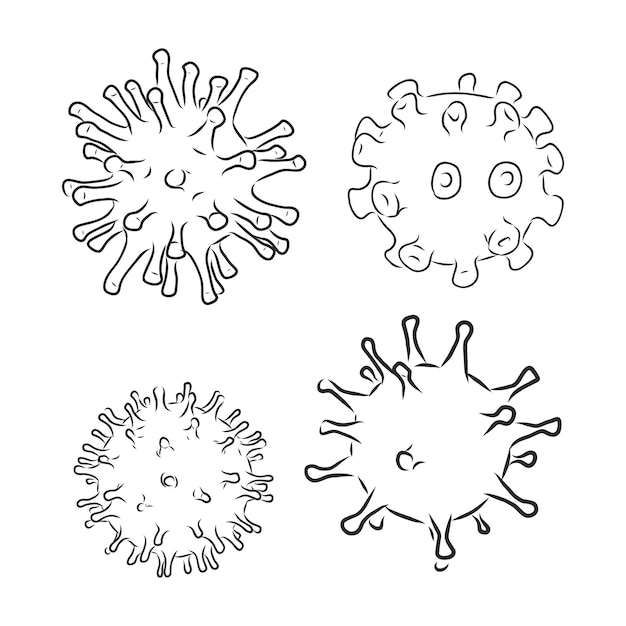 Vector corona virus, doodle schets en illustratie. virus vector schets illustratie