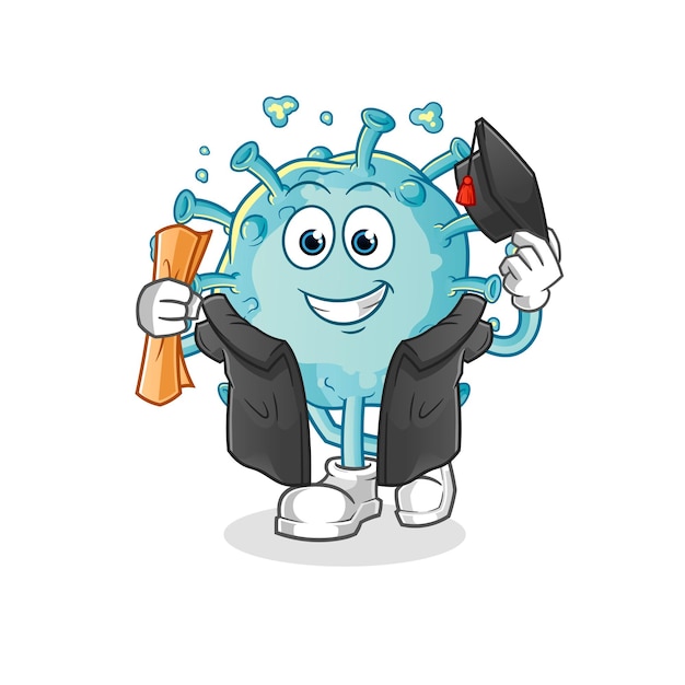 Corona virus graduation vector. cartoon character