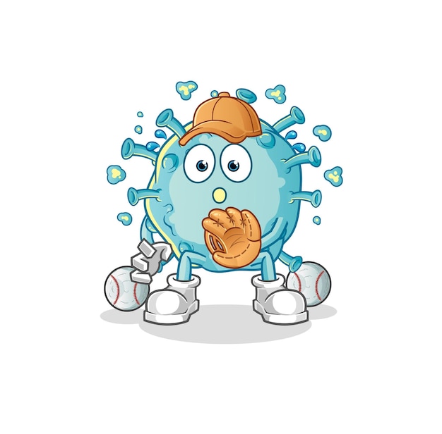 Corona virus honkbal Catcher cartoon. cartoon mascotte vector