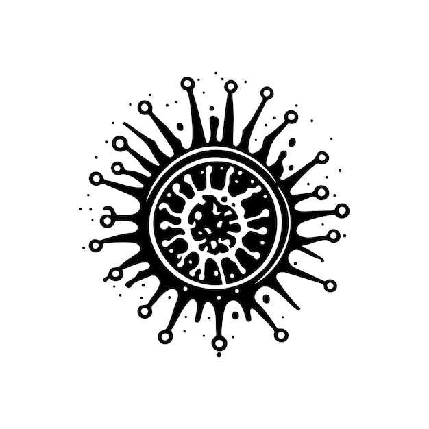 Corona virus icon hand draw black colour world health logo vector element and symbol