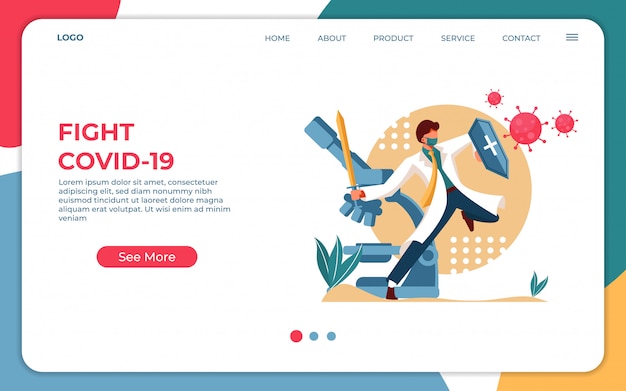 Corona Virus Illustration Landing Page Design