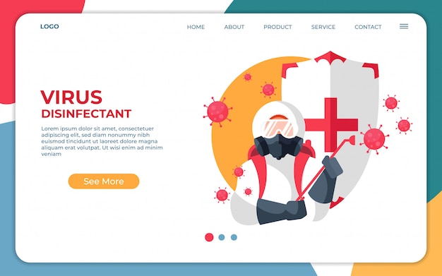 Corona virus illustration landing page design