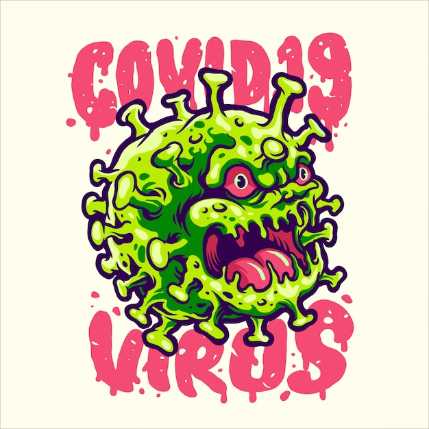 Corona virus illustration with separated text