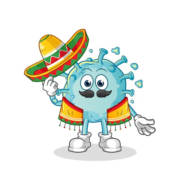 Corona virus Mexicaanse cultuur en vlag. cartoon mascotte vector