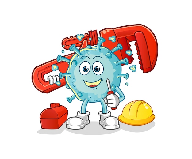 Vector corona virus plumber cartoon. cartoon mascot vector