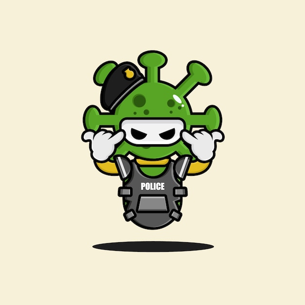 The corona virus police robot character design