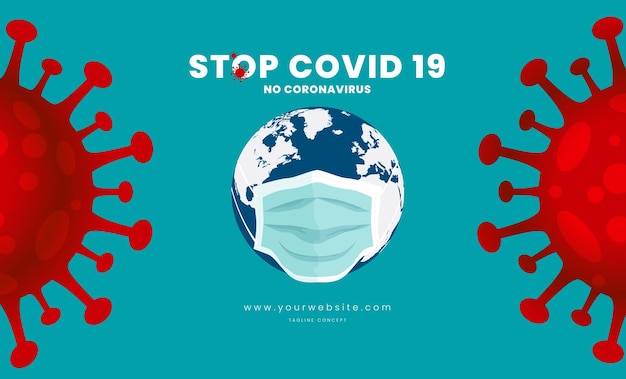 コロナ ウイルス保護バナー、バナーのフラット スタイルは COVID-19 を避ける