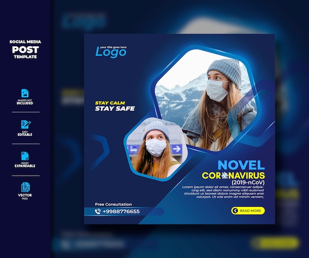 Corona Virus Social Media Post Template For Social Awareness Premium 