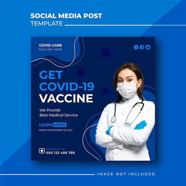 Corona virus social media square post flyer template